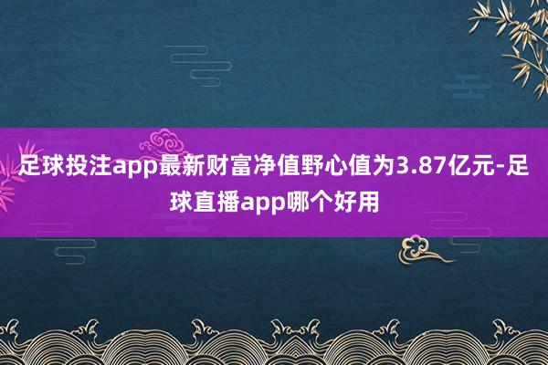 足球投注app最新财富净值野心值为3.87亿元-足球直播app哪个好用