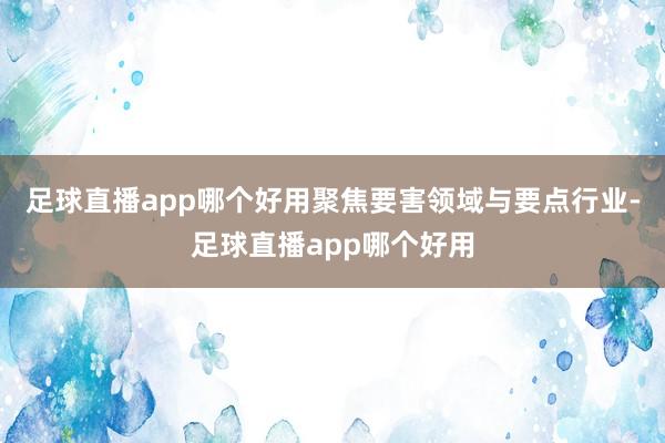 足球直播app哪个好用聚焦要害领域与要点行业-足球直播app哪个好用