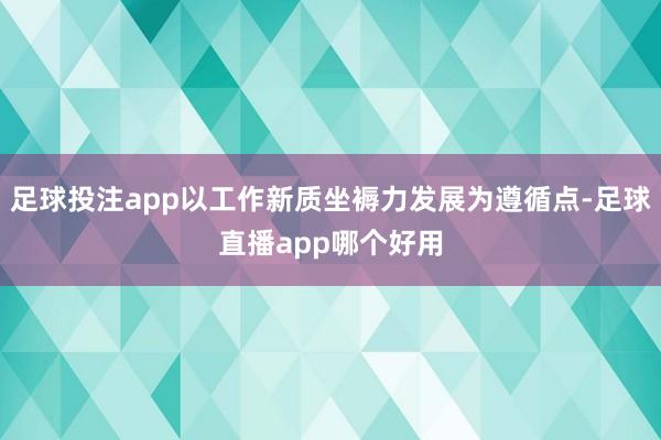 足球投注app以工作新质坐褥力发展为遵循点-足球直播app哪个好用