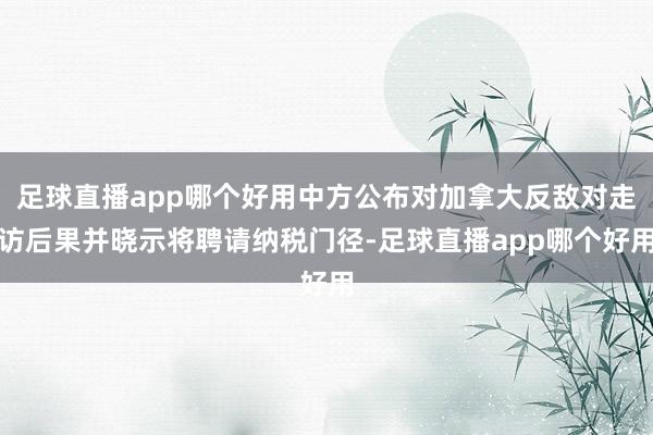 足球直播app哪个好用中方公布对加拿大反敌对走访后果并晓示将聘请纳税门径-足球直播app哪个好用