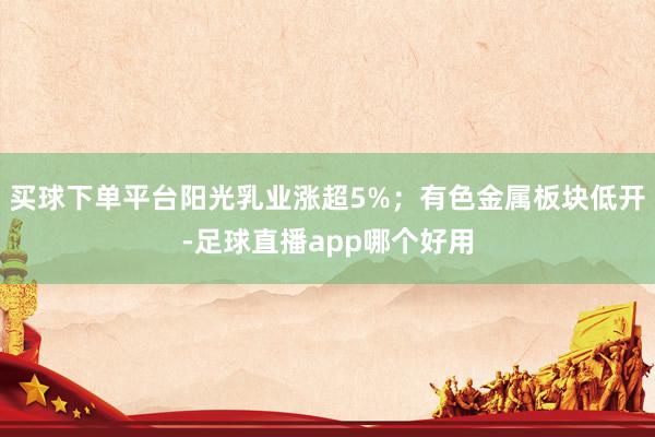 买球下单平台阳光乳业涨超5%；有色金属板块低开-足球直播app哪个好用