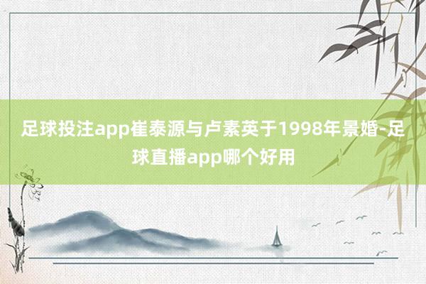 足球投注app　　崔泰源与卢素英于1998年景婚-足球直播app哪个好用