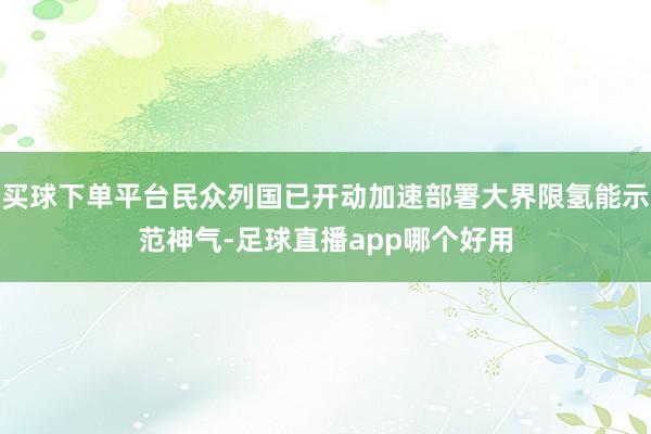 买球下单平台民众列国已开动加速部署大界限氢能示范神气-足球直播app哪个好用