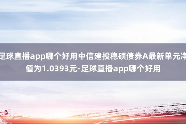 足球直播app哪个好用中信建投稳硕债券A最新单元净值为1.0393元-足球直播app哪个好用