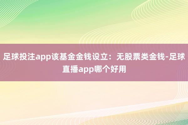 足球投注app该基金金钱设立：无股票类金钱-足球直播app哪个好用