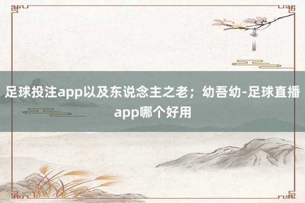 足球投注app以及东说念主之老；幼吾幼-足球直播app哪个好用