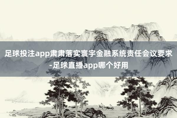 足球投注app肃肃落实寰宇金融系统责任会议要求-足球直播app哪个好用