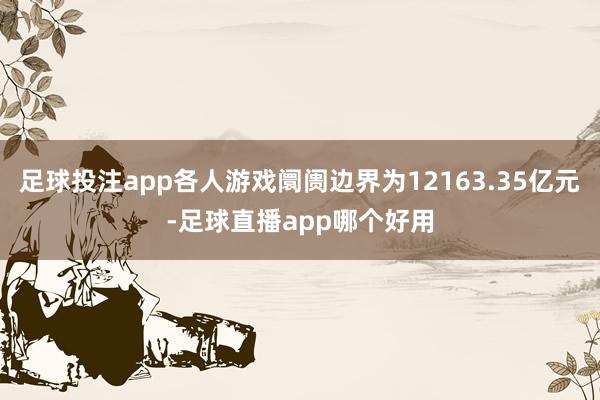 足球投注app各人游戏阛阓边界为12163.35亿元-足球直播app哪个好用