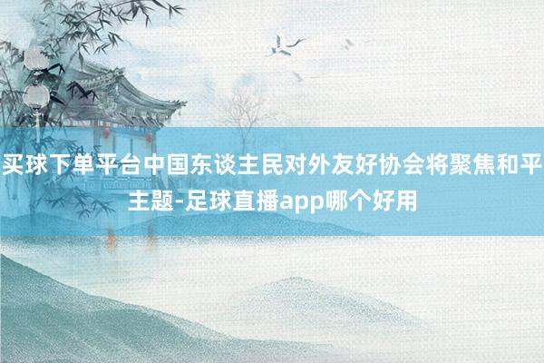 买球下单平台中国东谈主民对外友好协会将聚焦和平主题-足球直播app哪个好用