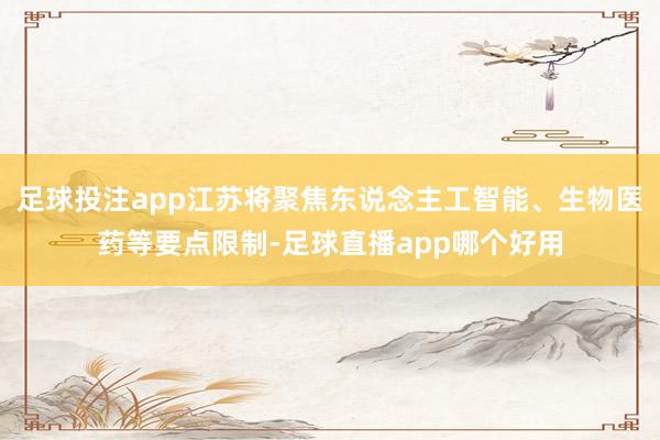 足球投注app江苏将聚焦东说念主工智能、生物医药等要点限制-足球直播app哪个好用