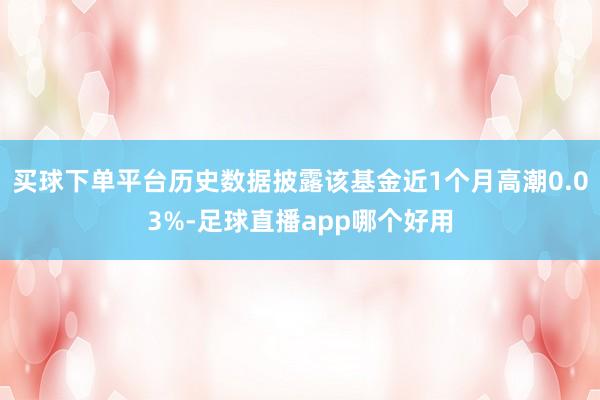 买球下单平台历史数据披露该基金近1个月高潮0.03%-足球直播app哪个好用
