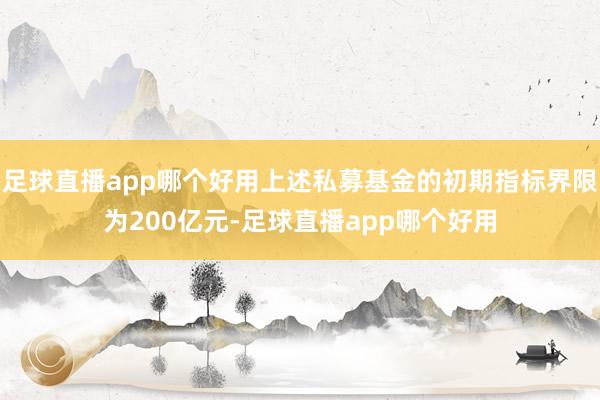 足球直播app哪个好用上述私募基金的初期指标界限为200亿元-足球直播app哪个好用