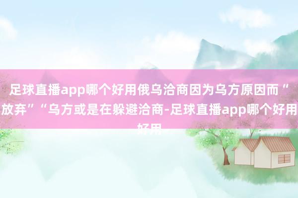 足球直播app哪个好用俄乌洽商因为乌方原因而“放弃”“乌方或是在躲避洽商-足球直播app哪个好用