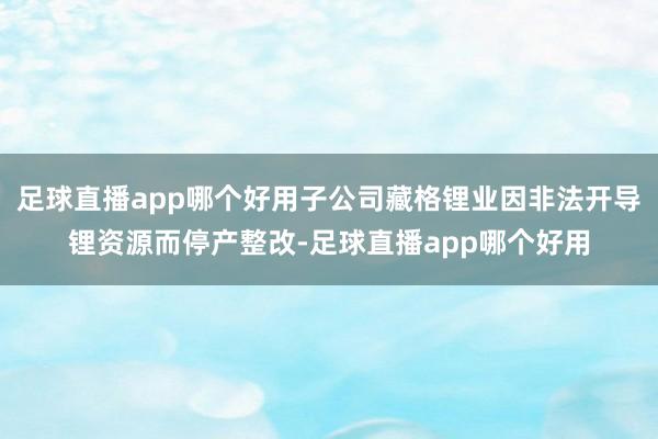 足球直播app哪个好用子公司藏格锂业因非法开导锂资源而停产整改-足球直播app哪个好用