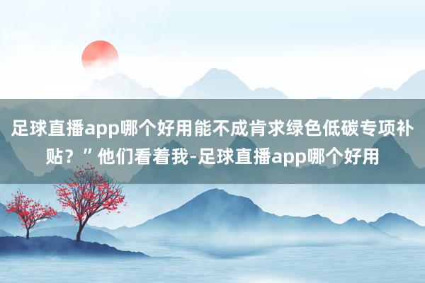足球直播app哪个好用能不成肯求绿色低碳专项补贴？”他们看着我-足球直播app哪个好用