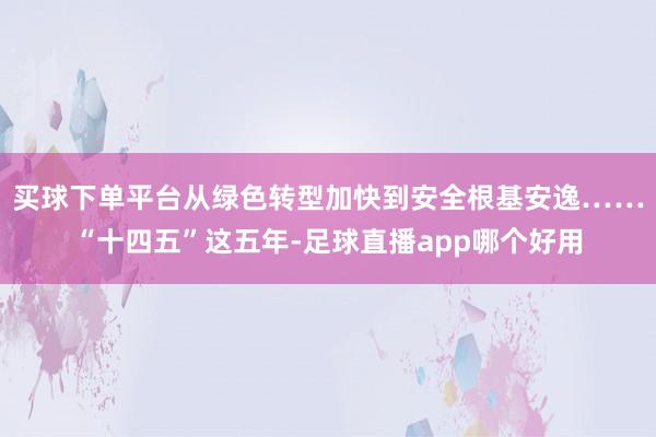买球下单平台从绿色转型加快到安全根基安逸……“十四五”这五年-足球直播app哪个好用