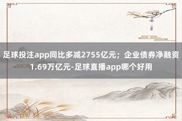 足球投注app同比多减2755亿元;企业债券净融资1.69万亿元-足球直播app哪个好用