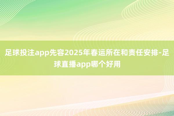 足球投注app先容2025年春运所在和责任安排-足球直播app哪个好用