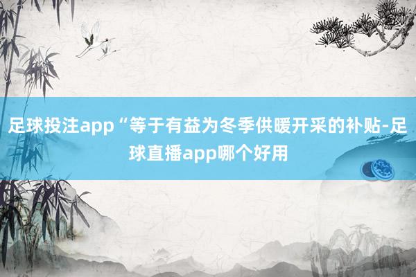 足球投注app“等于有益为冬季供暖开采的补贴-足球直播app哪个好用