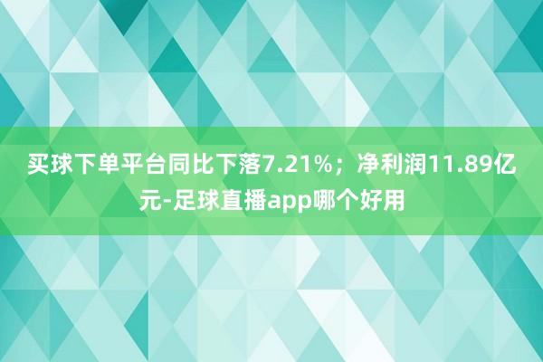 买球下单平台同比下落7.21%；净利润11.89亿元-足球直播app哪个好用