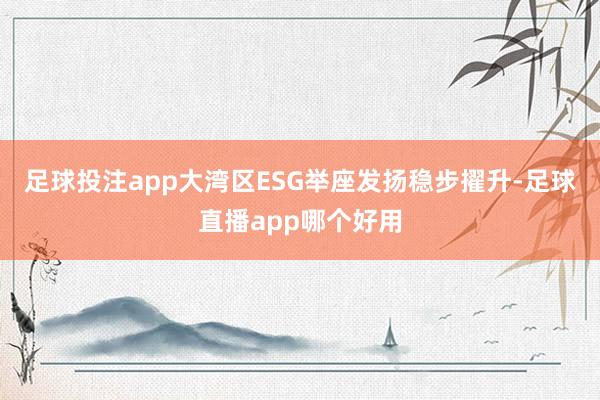 足球投注app大湾区ESG举座发扬稳步擢升-足球直播app哪个好用