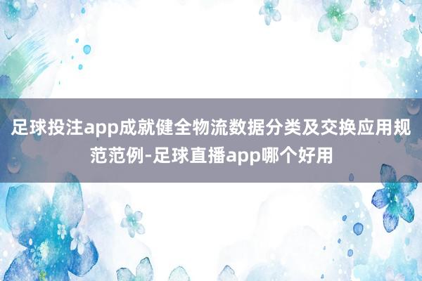 足球投注app成就健全物流数据分类及交换应用规范范例-足球直播app哪个好用