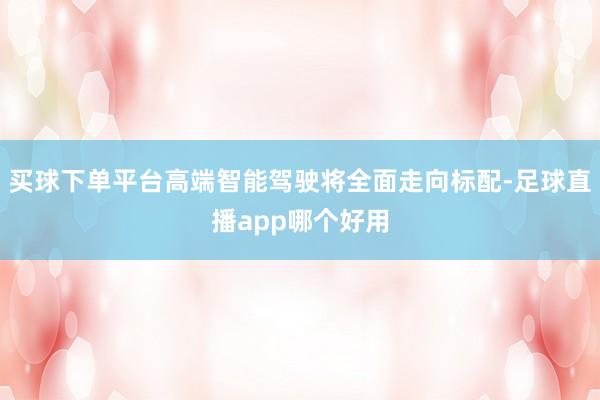 买球下单平台高端智能驾驶将全面走向标配-足球直播app哪个好用