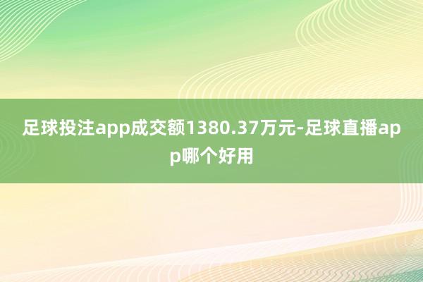 足球投注app成交额1380.37万元-足球直播app哪个好用