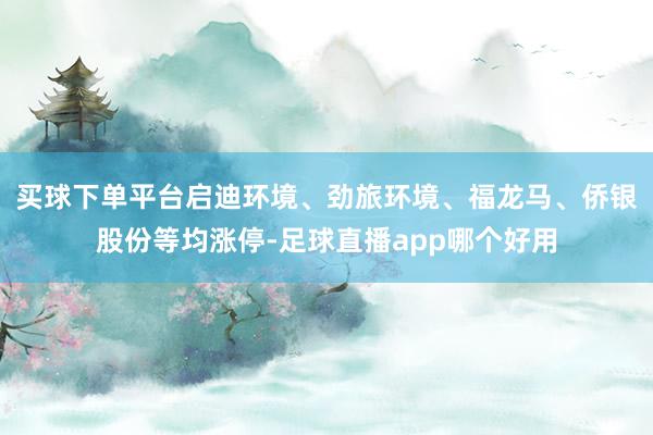 买球下单平台启迪环境、劲旅环境、福龙马、侨银股份等均涨停-足球直播app哪个好用