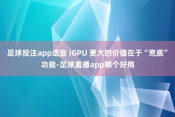 足球投注app这些 iGPU 更大的价值在于“兜底”功能-足球直播app哪个好用