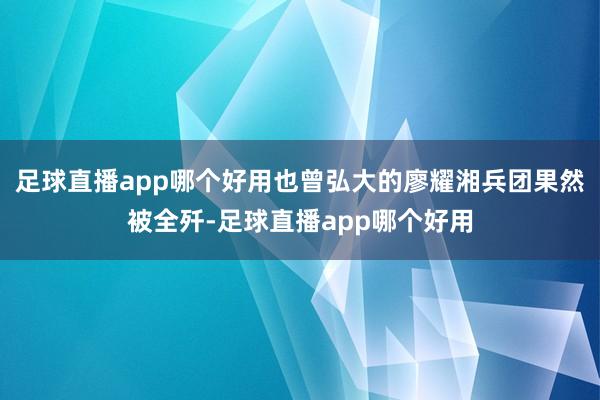 足球直播app哪个好用也曾弘大的廖耀湘兵团果然被全歼-足球直播app哪个好用